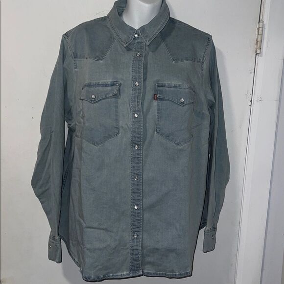 LEVIS The Ultimate Western Light Indigo Denim Shirt-1X NWOT! - Picture 2 of 11